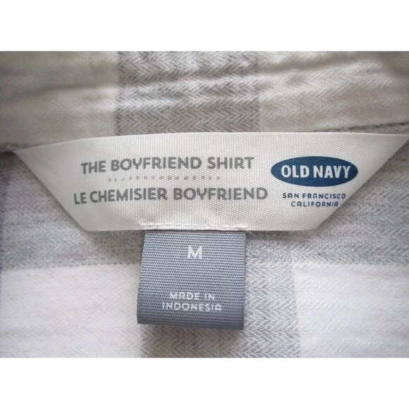 Women Old Navy Boyfriend Button Plaid 100% Cotton Long Sleeve Shirt Sz M (WB386) - Picture 2 of 10